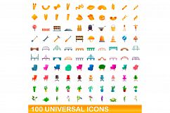 100 universal icons set, cartoon style Product Image 1