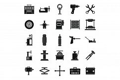 Car tire fitting icons set, simple style Product Image 1