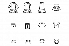Baby Clothes Line Icons Set Product Image 4