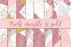 Pink, Marble &amp; Gold Glitter Digital Paper Product Image 1