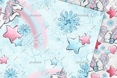 Winter Unicorn Digital Papers Product Image 5