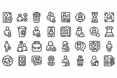 Delete user icons set, outline style Product Image 1