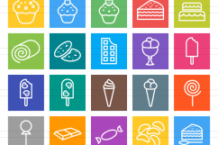 120 Sweets &amp; Bakery Line Multicolor B/G Icons Product Image 2