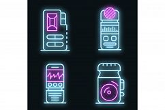 Dictaphone icons set vector neon Product Image 1