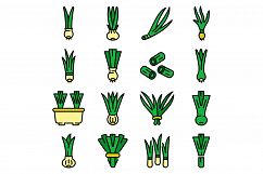 Chives icons set vector flat Product Image 1