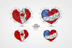 USA/American flag. CANADA. HEART. Product Image 1