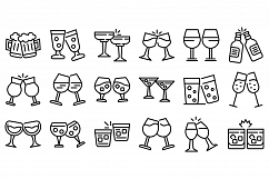 Cheers icons set, outline style Product Image 1