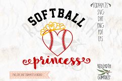 Softball princess with crown in SVG,DXF,PNG,EPS,PDF formats Product Image 1