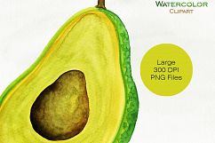 WATERCOLOR AVOCADO Clipart Avacado Vegetable Fruit Menu Clipart Healthy Foods Watercolor Digital Background Papers Product Image 3