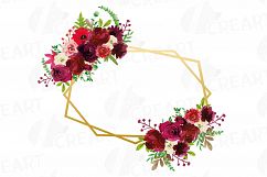 Watercolor Burgundy Floral Geometric Frame, geometric invite Product Image 4