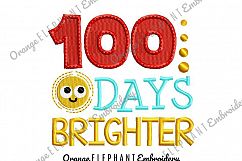 100 Days Brighter Unique Urban Machine Embroidery Design digital File Product Image 1