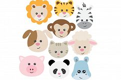 Animal heads svg, frog svg, puppy svg, zebra svg, lamb svg, monkey svg, lion svg, tiger svg, panda svg,svg frog,svg puppy,svg zebra,svg lion Product Image 1