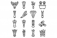 Chives icons set, outline style Product Image 1