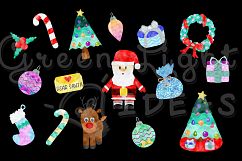 Christmas Graphic Set, Watercolor Christmas Graphics, Christmas Clipart, Holiday Clip Art Product Image 2