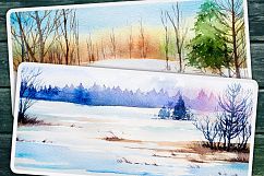 Winter Landscapes set#2. Watercolor. Product Image 9