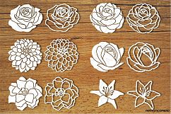 Flowers (set 2) SVG files for Silhouette Cameo and Cricut. Flowers clipart PNG transparent included. Product Image 1