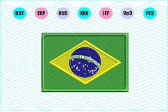 Brazil Flag Machine Embroidery Design - INSTANT DOWNLOAD Product Image 1