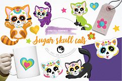 Sugar skull cats graphics and illustrations Product Image 1