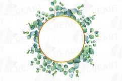 Eucalyptus frames watercolor clip art pack, Eucalyptus leaves design borders. PNG, jpg, svg, vector illustrator &amp; corel files included Product Image 14