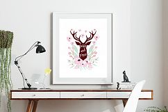 Printable Art Saying Wild And Free Deer Head, Wall Art, .PDF Product Image 2