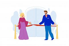 Grand Opening Ceremony, People Cut Tape Vector Product Image 1