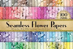 100 Seamless Wedding Valentine Rose Flower Digital Papers Product Image 1