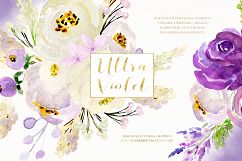 Ultra violet watercolor flowers Product Image 8