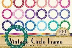 100 Vintage Circle Frame Clip Arts, Vintage Circle Mirror Product Image 1