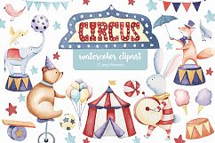 Circus animals watercolor clipart Product Image 1