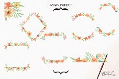 Watercolor Autumn Fall Floral Frames Flowers Peach Borders Product Image 5