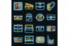 Lunchbox icon set vector neon Product Image 1