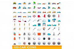 100 car icons set, cartoon style Product Image 1