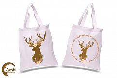 Rustic Antlers and  Florals cliparts, graphics and illustrations AMB-1483 Product Image 2