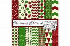 Christmas Digital Paper - Christmas Patterns Red Green Ivory Product Image 1