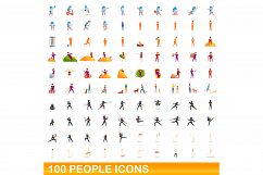 100 people icons set, cartoon style Product Image 1