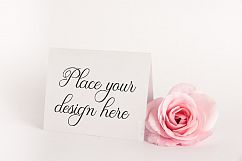 Greeting Card Mock up perspective mockup floral feminine stock photo psd smart template Horizontal 5.5 x 4.25  Product Image 1