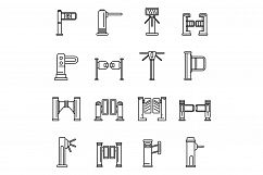 Turnstile access icons set, outline style Product Image 1