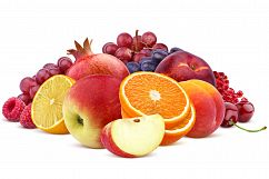 Heap of red fruits and berries isolated on white background Product Image 1