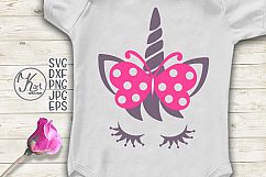 Unicorn face eyelashes with bow butterfly svg dxf clipart Product Image 1