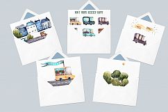 Little Town - Watercolor Clip Art Set Product Image 8