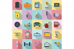 Auto mechanic icons set, flat style Product Image 1