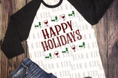 Happy Holidays with Wine and Holly Border Product Image 2