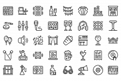 Night club icons set, outline style Product Image 1