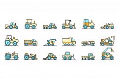 Agricultural machines icons set line color vector Product Image 1