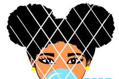 Afro girl blowing gum,Afro Puffs svg,Silhouette cut file, Product Image 1