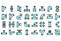 Pipe icons set vector flat Product Image 1