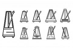 Metronome beat icons set, outline style Product Image 1