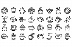 Tea icons set, outline style Product Image 1