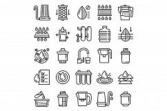 Filter water icons set, outline style Product Image 1