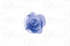 Watercolor Pink and Blue Roses and leafs clip art pack, png Product Image 6